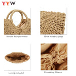 Load image into Gallery viewer, Straw Bags for Women,Hand-woven Straw Top-handle Bag with Round Ring Handle Summer Beach Rattan Tote Handbag (Black)
