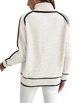 Load image into Gallery viewer, EVALESS Fall Sweaters for Women Trendy 2025 Cute Cozy Turtleneck Long Sleeve Colorblock Knitted Pullover Tops White L
