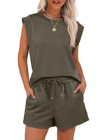 Load image into Gallery viewer, ANRABESS Two Piece Sets for Women 2025 Summer Short Lounge Set Casual Beach Vacation Outfits Spring Sweatsuits Tracksuit Army Green Medium
