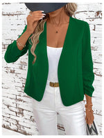 Load image into Gallery viewer, SweatyRocks Women&#39;s Polka Dots Lightweight 3/4 Sleeve Jackets Open Front Long Sleeve Elegant Jacket Outwear Dark Green X-Large
