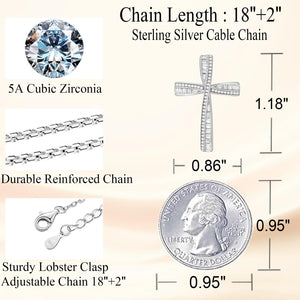 OKISIL Cross Necklace for Women, 925 Sterling Silver 18K Gold Plated Cross Necklaces for Women, Cross Pendant with 5A Cubic Zirconia Diamond, Birthday Christmas Jewelry Gifts for Women Her Wife (White gold)