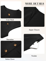 Load image into Gallery viewer, Tankaneo Womens 2 Piece Outfits Casual Suit Sets Sleeveless Button Down Blazer Vest Shorts Office Business Matching Set, Black, Medium
