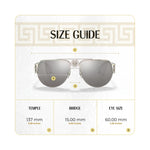 Load image into Gallery viewer, Versace VE2225 12526G 60MM Pale Gold/Light Grey Mirror Silver 80 Pilot Sunglasses for Men +Bundle with Accessory Eyewear Kit
