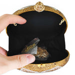 Load image into Gallery viewer, Boutique De FGG Round Flower Clutch Purse Women Rose Crystal Evening Bag Party Floral Rhinestone Clutch Wedding Handbag,Mini,Gold
