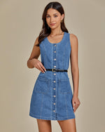Load image into Gallery viewer, luvamia Denim Dresses for Ladies Short Dresses for Women Casual Bay Blue Medium Size 8 Size 10
