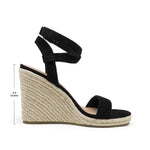 Load image into Gallery viewer, DREAM PAIRS Womens Open Toe Espadrilles Dressy Platform Sandals Buckle Ankle Strap Stylish Wedges Sandals,Size 8,BLACK/SUEDE,SDPW2211W
