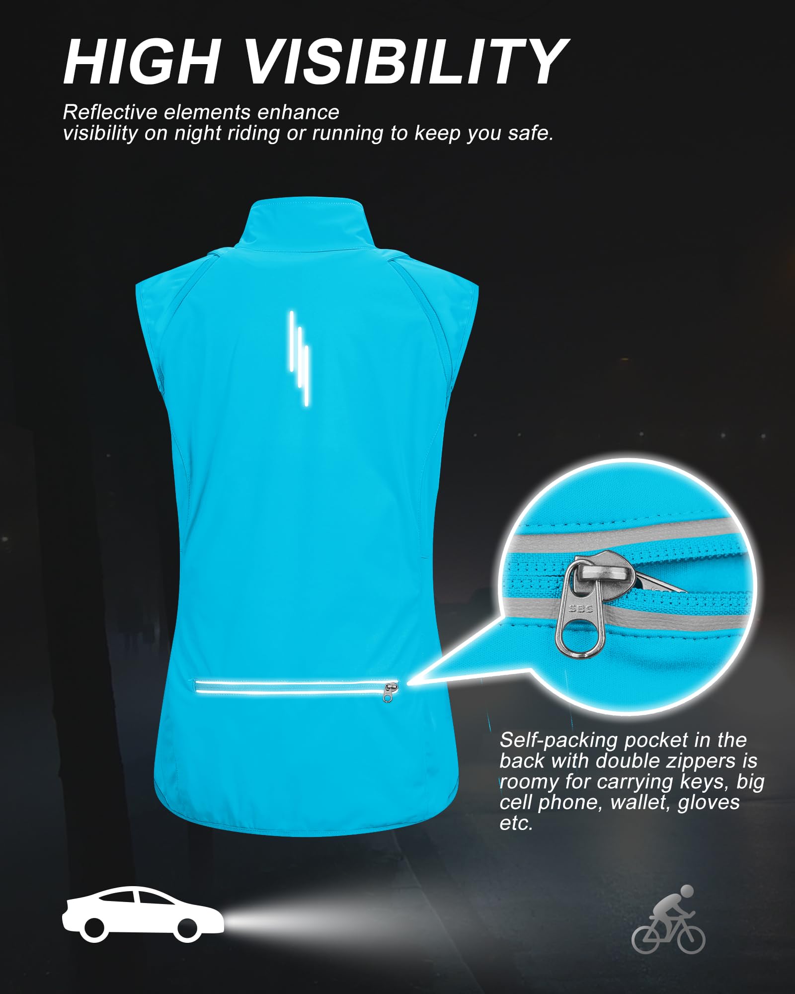 33,000ft Women's Zip Up Lightweight Athletic Workout Yoga Cycling Track Running Jacket Waterproof Windproof Reflective