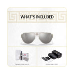 Load image into Gallery viewer, Versace VE2225 12526G 60MM Pale Gold/Light Grey Mirror Silver 80 Pilot Sunglasses for Men +Bundle with Accessory Eyewear Kit
