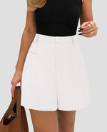 Load image into Gallery viewer, PRETTYGARDEN Shorts for Women Dressy 2025 Summer Elastic High Waisted Wide Leg Business Casual Work Shorts with Pockets (White,Medium)
