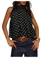 Load image into Gallery viewer, Verdusa Women's Polka Dots Blouses Going Out Halter Top Tie Neck Sleeveless Dressy Tops Black and White Medium
