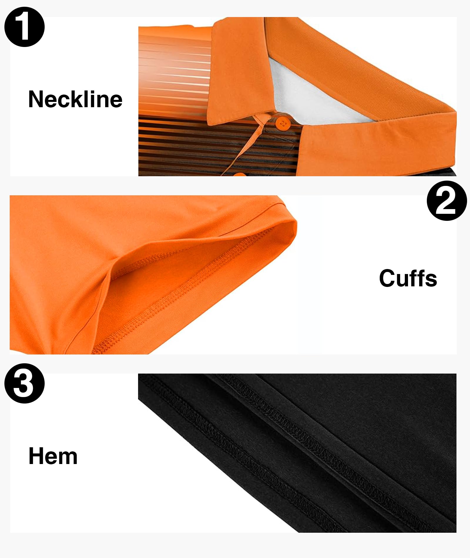 ZITY Mens Golf Shirt Short Sleeve Sport Moisture Wicking Performance Print Golf Polo Shirts for Men Collared Casual T-Shirt Black Orange X-Large
