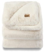 Load image into Gallery viewer, UGG Euphoria Plush Faux Fur Throw Blanket Medium Weight Reversible Luxury Soft Throw for Couch Bed or Chair Hypoallergenic Machine Washable Home Decor Fluffy Blanket, 50-inch x 70-inch, White Snow
