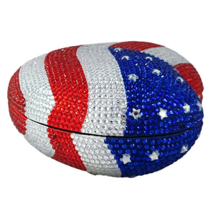Boutique De FGG The American National Flag Crystal Clutch Purse for Women Evening Bags Party Chain Shoulder Handbags,Mini,Heart