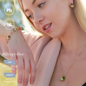 Leafael Wish Stone Pendant Necklace with Peridot Green Birthstone Crystal for August, 18K Rose Gold Plated, 18" + 2" Chain