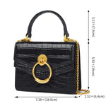 Load image into Gallery viewer, FEIMINA Croc Embossed Top Handle Handbag for Women Leather Mini Crossbody Purse with Gold Chain Strap Ring Closure Evening Bag for Ladies Girls (7.3" L x 5.5" H, Black)
