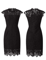 Load image into Gallery viewer, MEROKEETY Women's Sleeveless Lace Floral Elegant Cocktail Dress Crew Neck Knee Length for Party, Black, Medium

