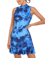 Load image into Gallery viewer, Golf Dresses,Cucuchy Workout Dress for Women Ladies Tennis Apparel Casual Polo Crew Neckline Summer Tank Dresses Cool Flattering Plrated Zip Up Clothes Tie Dye Royal Blue S
