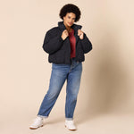 Load image into Gallery viewer, Amazon Essentials Women's Cropped Full-Zip Puffer Jacket (Quilted Matte or Sherpa Fleece), Black, Medium
