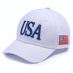 Load image into Gallery viewer, USA Trucker Hat for Men &amp; Women American Flag Cap Adjustable Baseball Cap Mesh Snap Patriotic 3D Embroidered Cap (White-Blue)
