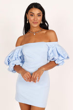 Load image into Gallery viewer, Fern Puff Sleeve Mini Dress - ICY Blue M
