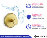 Load image into Gallery viewer, HOME SO Suction Cup Hooks for Shower, Bathroom, Kitchen, Glass Door, Mirror, Tile – Loofah, Towel, Coat, Bath Robe Hook Holder for Hanging up to 15 lbs – Waterproof, Matte Brushed Satin Gold (4-Pack)
