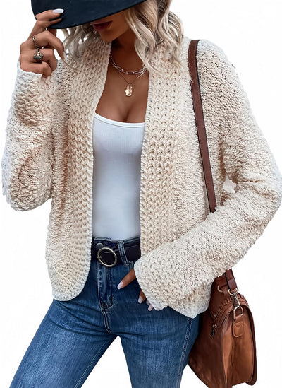 Dokotoo Womens Winter Autumn Fashion Open Front Cardigans Sweaters for Women Long Sleeve Soft Chunky Knitted Casual Cardigans Outwears Jackets Coats Winter Apricot Large