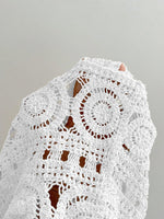 Load image into Gallery viewer, WDIRARA Women's Hollow Out Crochet Knit Cover Up Skirt High Waisted Sheer Beach Skirts White Large
