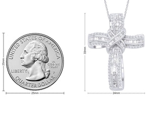 AFFY Infinity Cross Pendant Necklace, 1.00 Carat White Natural Diamond Religious Jewelry Gift For Women & Men in 14k White Gold Over Sterling Silver (1 Ctw)