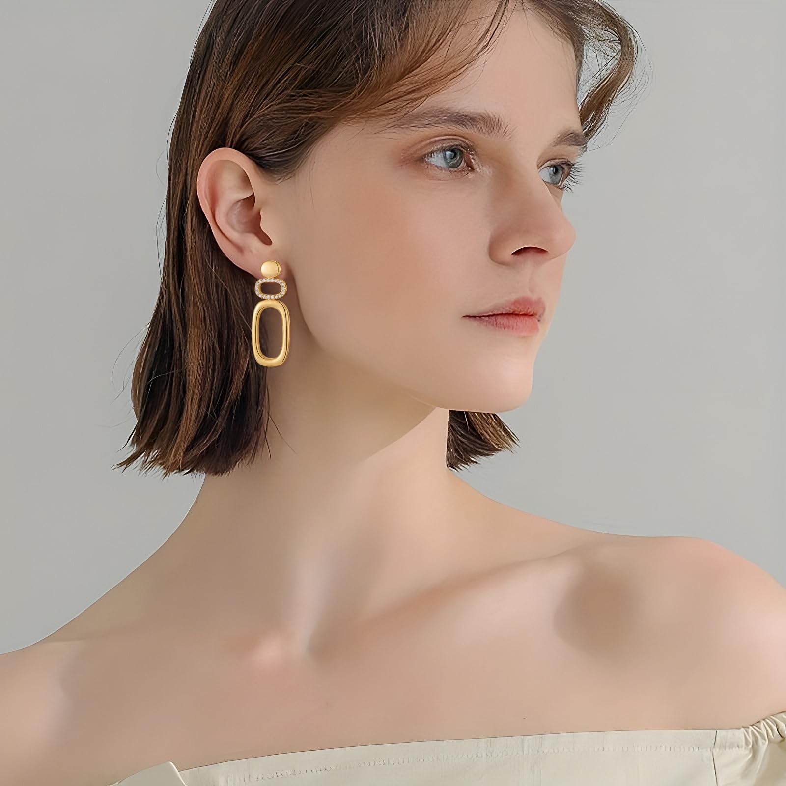MIJENITI Gold Statement Earrings Geometric Dangle Earrings for Women Fashion Jewelry