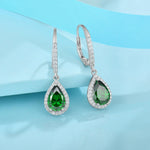 Load image into Gallery viewer, FJ Teardrop Emerald Earrings 925 Sterling Silver Dangle Drop Earrings May Birthstone Jewelry for Women
