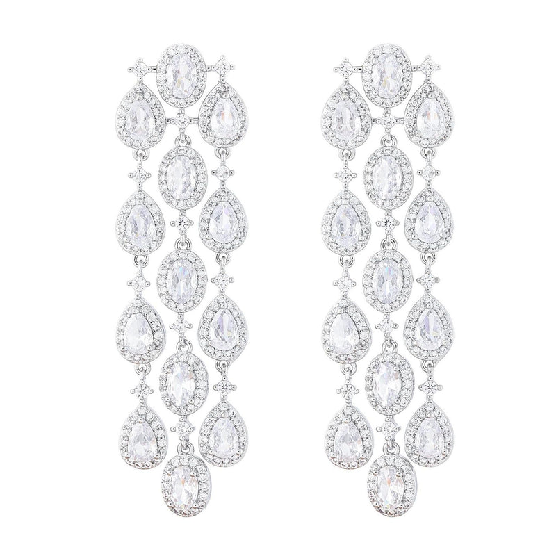 18K Gold Teardrop Crystal Chandelier Earrings for Women,Dainty Tassel Moissanite Water Drop Dangle Earrings,Fashion Jewelry Gift for Mom,Girlfriend,Wife (Style 2, 18K Gold)