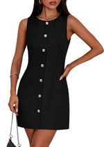 Load image into Gallery viewer, PRETTYGARDEN Work Dresses for Women 2026 Summer Business Formal Short Dress Sleeveless Button Down Elegant Office Outfits (Black,Medium)
