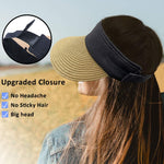 Load image into Gallery viewer, Women Straw Sun Visor Hat Wide Brim Summer UV Protection Beach Cap Foldable Packale Korean Style Khaki
