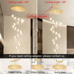 Load image into Gallery viewer, dolria Gold Modern Crystal Chandelier for Staircases 157&quot; Long Adjustable Ceiling Light for Entrance 3000K LED Hanging Lighting Living Room Hallway Entryway

