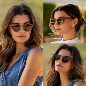 WearMe Pro Polarized Classic Round Retro Women's Sunglasses (Light Crystal Brown/Brown Lens)