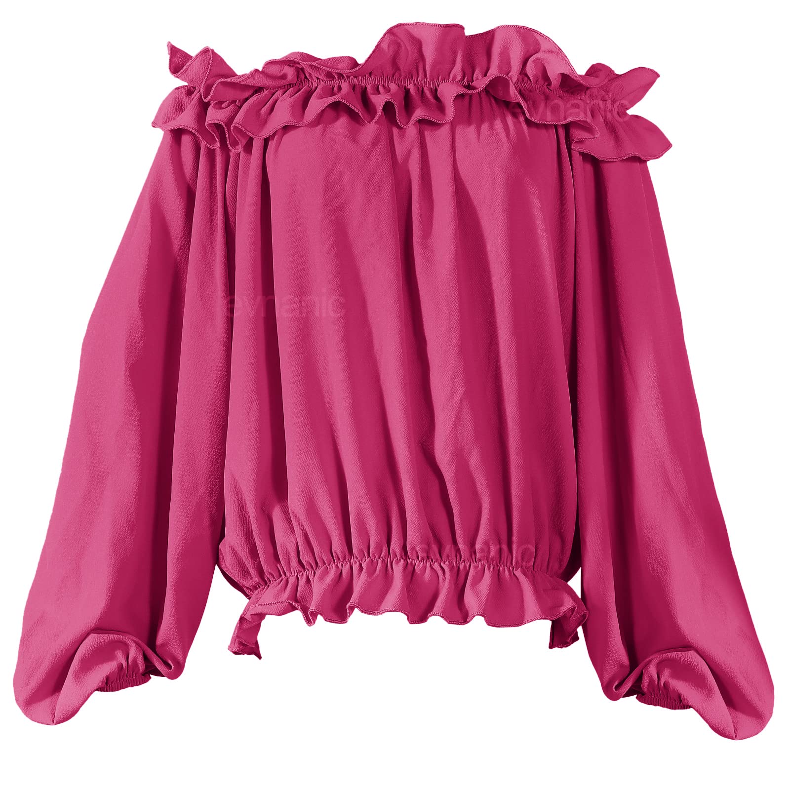 evnanic Off Shoulder Blouses for Women Long Sleeve Shirt Pleated Ruffle Flowy Blouses Spring Rose S