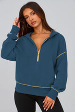Load image into Gallery viewer, PRETTYGARDEN Women&#39;s Hooded Sweatshirts Long Sleeve Half Zip Cropped Hoodie Pullover Winter Fashion Clothes (Dark Blue,Medium)
