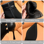 Load image into Gallery viewer, MELGONMG Sexy Kitten Heel Ankle Booties For Women'S Leather Pointed Toe Inner Zipper Low Stiletto Winter Fall Dress Short Boots With Fashion Studded Belt For Daily Work (Black,8.5)
