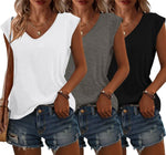 Load image into Gallery viewer, Bliwov 3 Pack Women&#39;s Cap Sleeve Tank Tops U Neck Spring Summer Tops Casual Tee Shirts 2025 Beach Vacation Fashion Clothes
