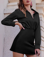 Load image into Gallery viewer, Zeagoo Womens Skirts Stain Silk High Waisted A-line Mini Skirt Summer Short Skirts with Zipper Casual Bodycon Skirt,Large A-Black,L
