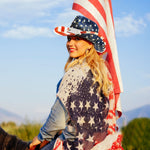 Load image into Gallery viewer, FLUFFY SENSE. American Flag Cowboy Cowgirl Hat Patriotic USA Western Hat 4th of July Party Parade Rodeo Cowgirl Outfit for Women, Blue Gold Shine
