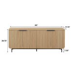 Load image into Gallery viewer, Walker Edison Modern Reema Scandinavian Fluted 4-Door Kitchen Storage Sideboard Buffet Cabinet Console, 69 Inch, Coastal Oak
