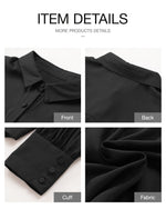 Load image into Gallery viewer, BTFBM Women Fashion Button Down Shirts V Neck Printed Solid Boho Long Sleeve Blouses Dressy Casual Summer Fall Tops(Solid Black, Medium)

