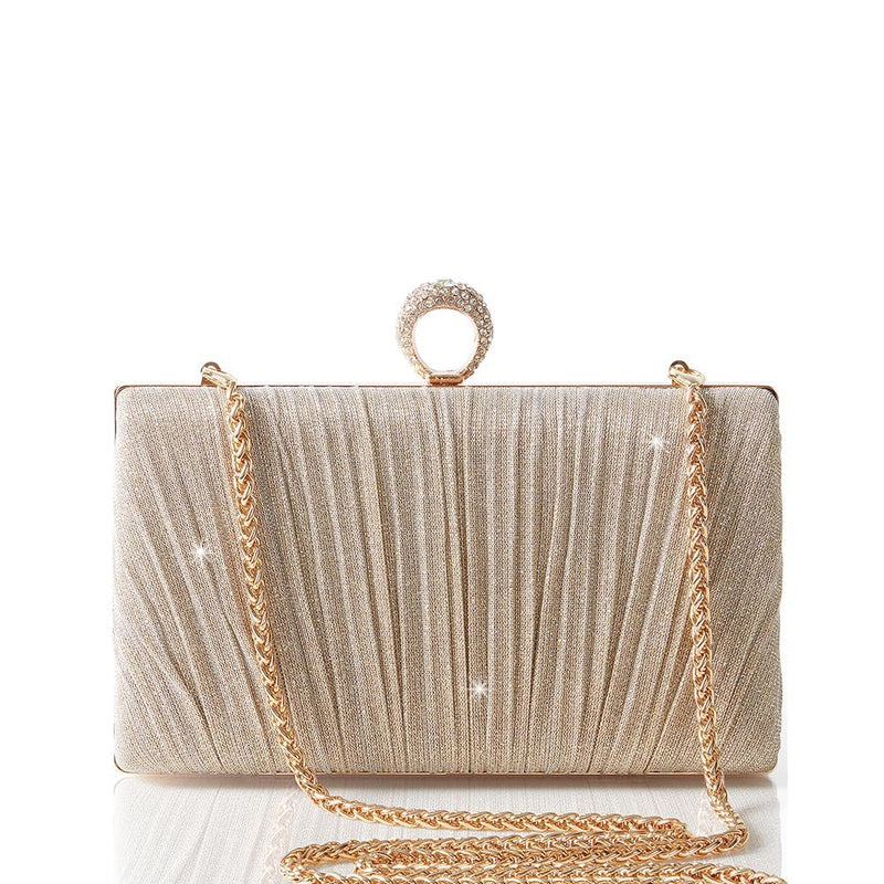 BABEYOND Clutch Purses for Women - Evening Bag Glitter Pleated Clutch for Bride Party Prom Wedding