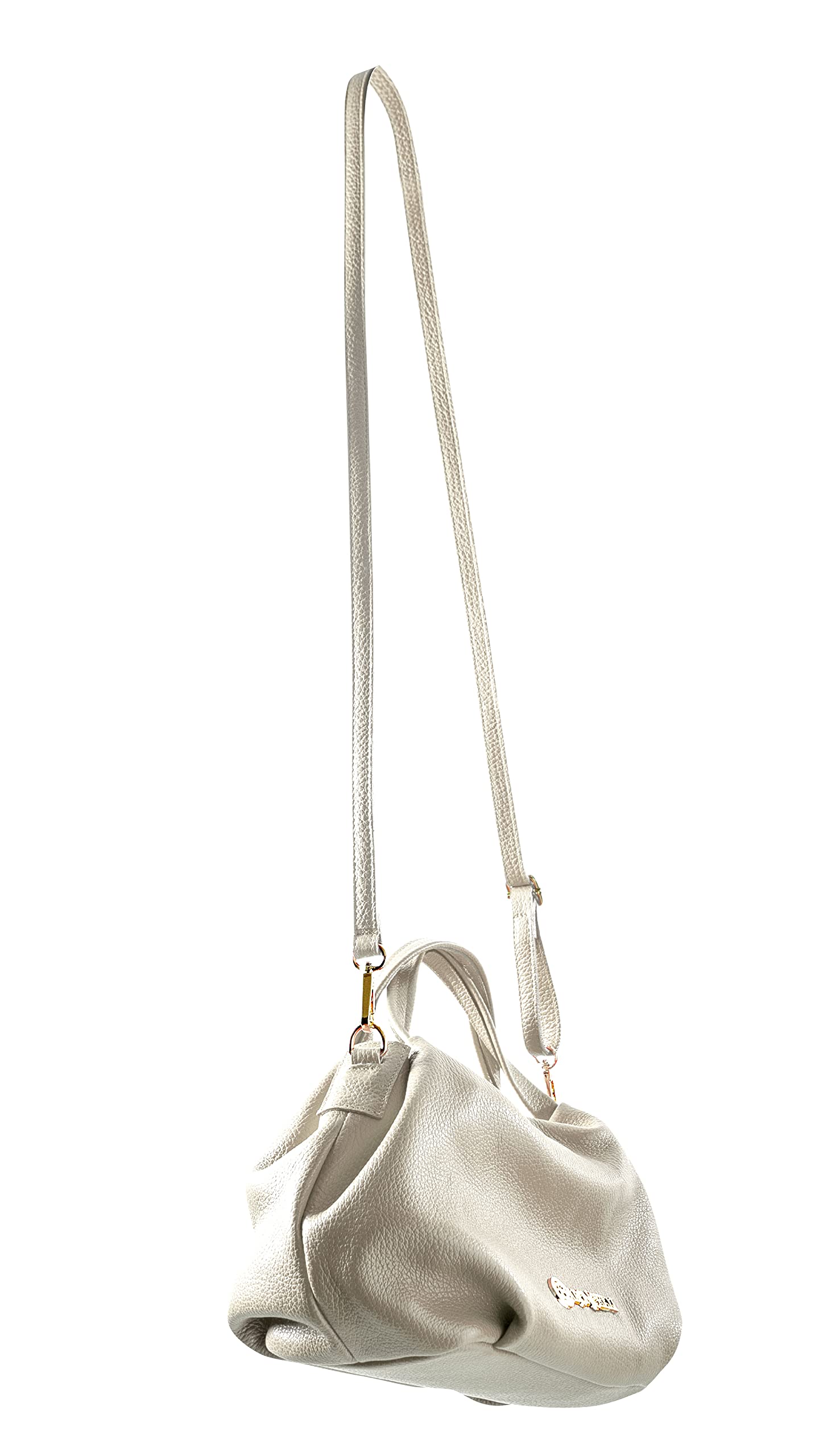Baroncelli Italian Beige Leather Purse for Women Genuine Soft Leather Medium Size Shoulder Crossbody Bag Made in Italy