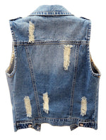 Load image into Gallery viewer, Kedera Womens Denim Jean Vest Classic Junior Button Up Cropped Distressed Sleeveless Jean Jacket
