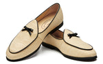 Load image into Gallery viewer, Journey West Raffia Bowtie Loafer for Women Slip-on Belgian Penny Loafers Shoes for Women Beige US 8.5
