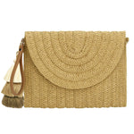Load image into Gallery viewer, Aovtero Straw Clutch Purse Women Crossbody Bag Summer Beach Shoulder Bags Envelope Wallet Handbags (Light Brown)
