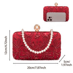 Load image into Gallery viewer, YYW Clutch Purses for Women Embroidery Sequins Beaded Evening Bag Pearl Clutch Handbag Shoulder Bag for Formal Party Wedding (Red)
