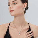 Load image into Gallery viewer, Pearl Diamond Stud Earring Sterling Silver Large Blue Pearl Dangle Drop Earring for Women 12MM Cubic Zirconia Jewelry Birthday/Mother's Day Gift ZDaoBen
